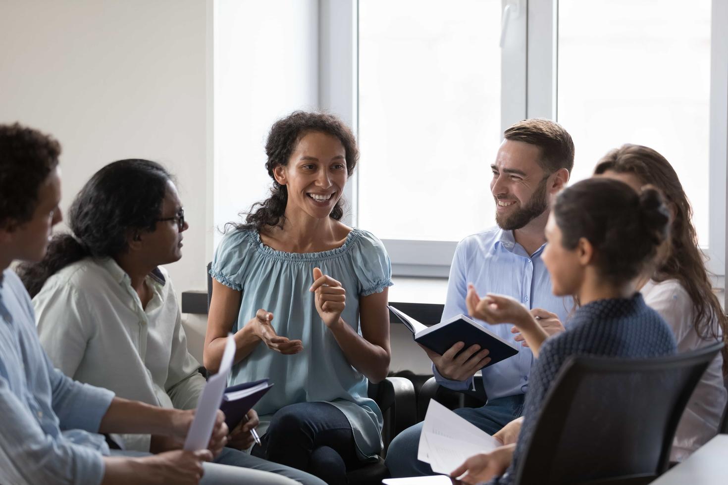 Students in a collaborative discussion